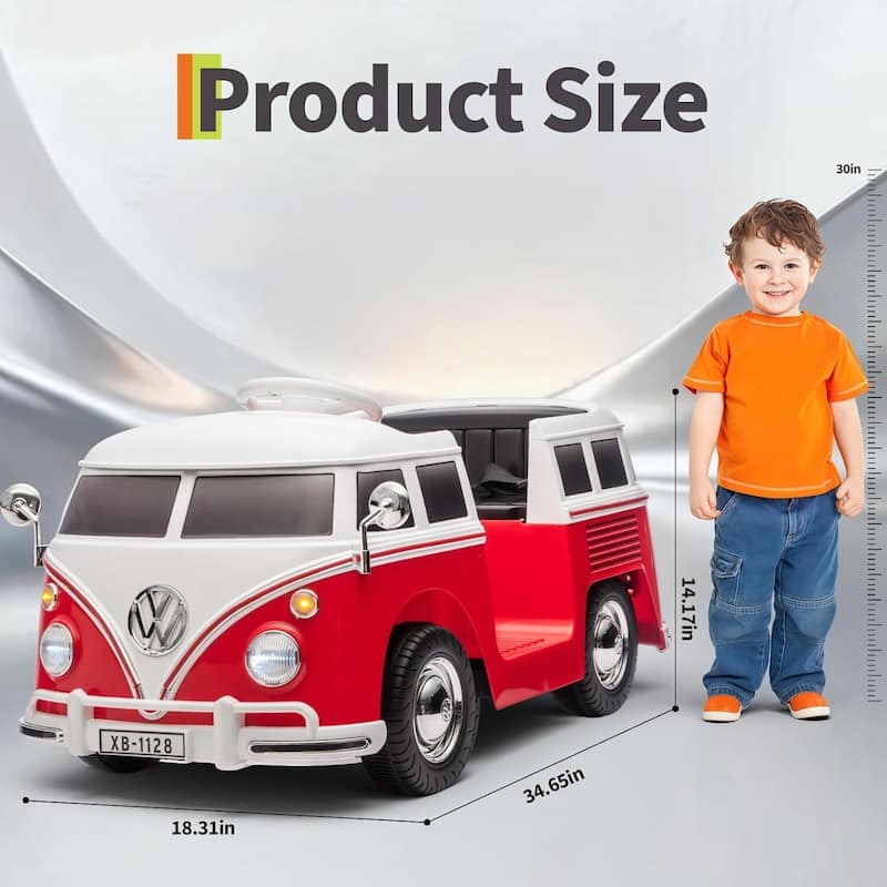 6V Electric Ride on Car, Licensed Volkswagen Ride on Bus for Kids, Pink