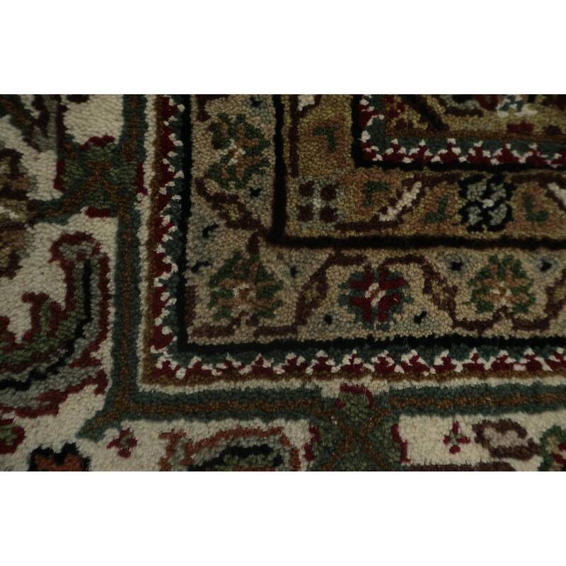 Hand Knotted Oriental 100% Wool Carpet Traditional Floral Red Tabriz-Mahi Area Rug - 9' 2'' X 5' 9''