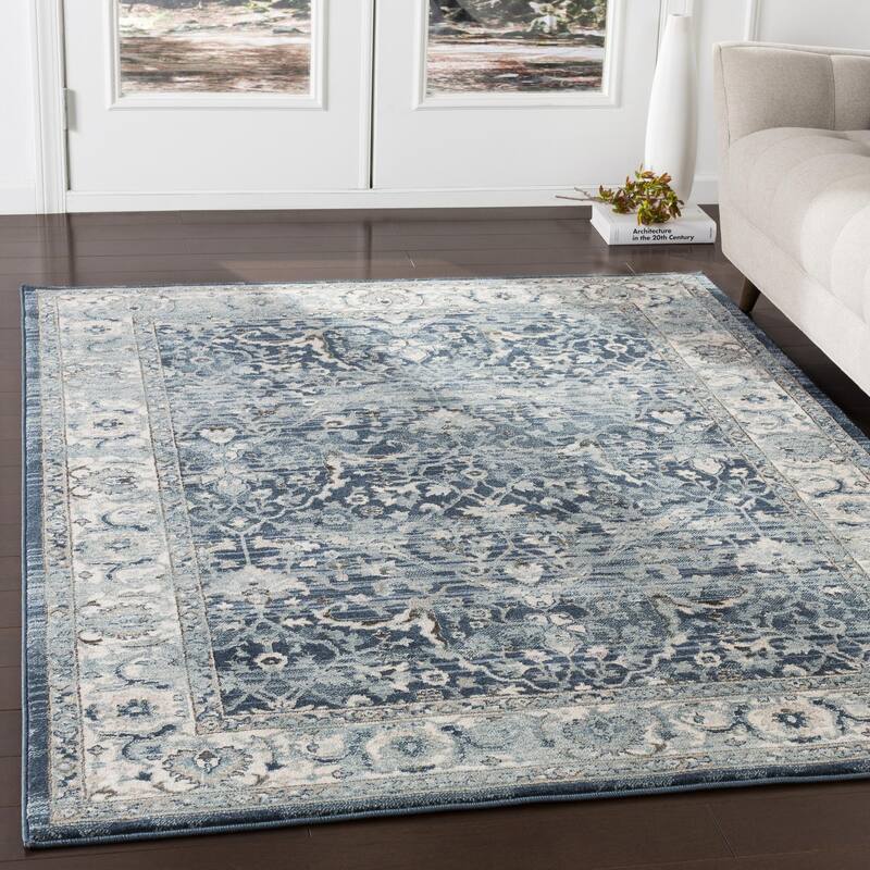 Livabliss Mesopotamia Navy & Teal Updated Traditional Area Rug - 2' x 3' - 7' 10" x 9' 10" - Navy