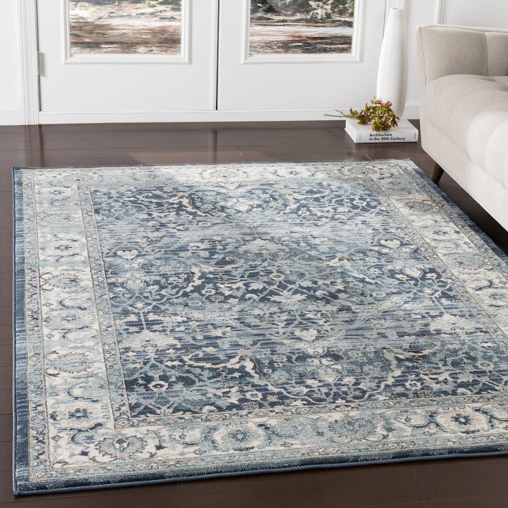 Livabliss Mesopotamia Navy & Teal Updated Traditional Area Rug - 2' x 3'