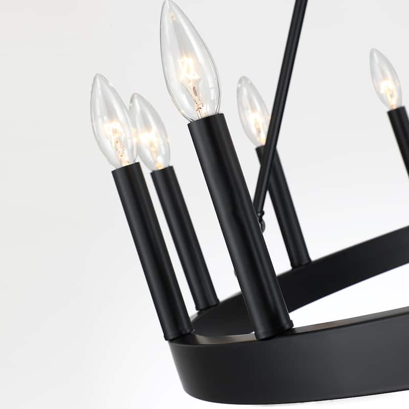 12-Light Black Candle Style Wagon Wheel Chandelier - 12 light-40"W