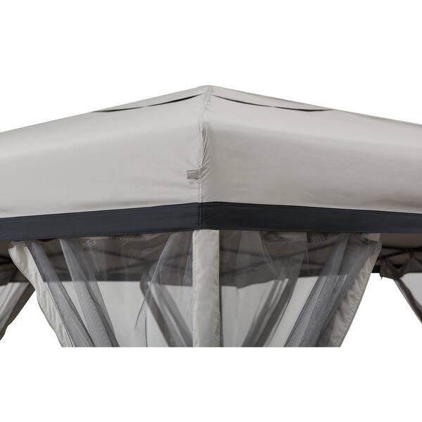 Shop Sunjoy 11 Ft X 11 Ft Gray And Black Hexagon Steel Gazebo Overstock 30581629
