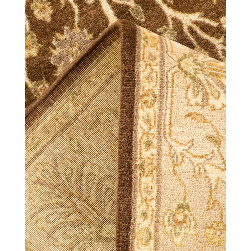 Overton Hand Knotted Wool Traditional Oriental Brown Area Rug - 4' x 6'