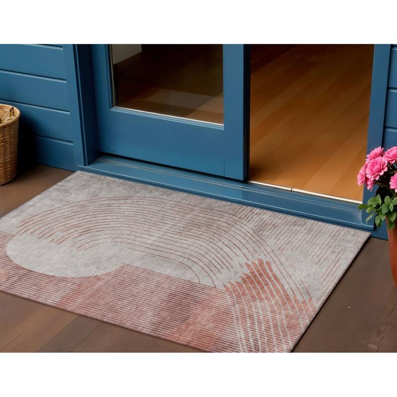 HomeRoots Geometric Transitional Rectangle Outdoor Rug - 3' x 5'