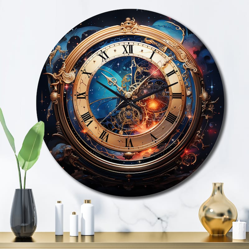 Designart "Watche Metaphysical Horology" Fashion Oversized Wall Clock