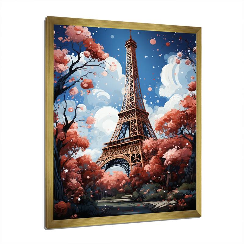 Designart "Paris In Spring Bloom I" City Paris Framed Wall Decor