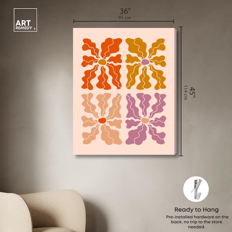 Four Flowers Poster Canvas by Art Remedy, Gallery Wrapped
