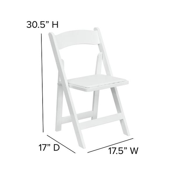dimension image slide 3 of 5, Wood Folding Chair with Vinyl Padded Seat (Set of 2)