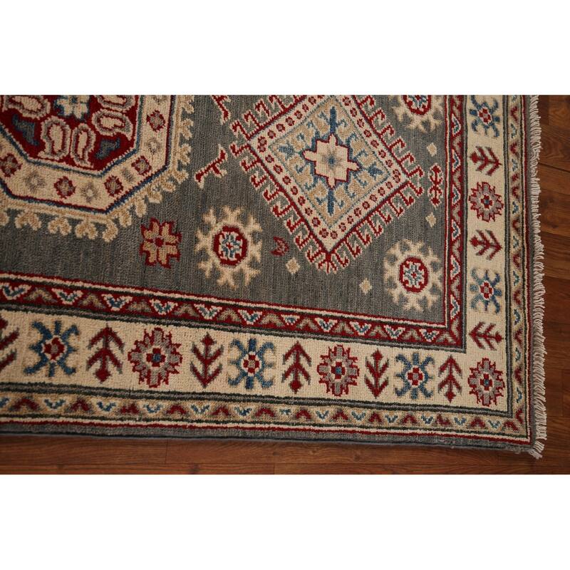 Gray Kazak Runner Rug Hand-Knotted Wool Carpet - 2'8" x 16'3"