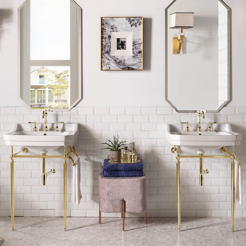 Wellington 24" Single Console Sink with Metal Finish Stand