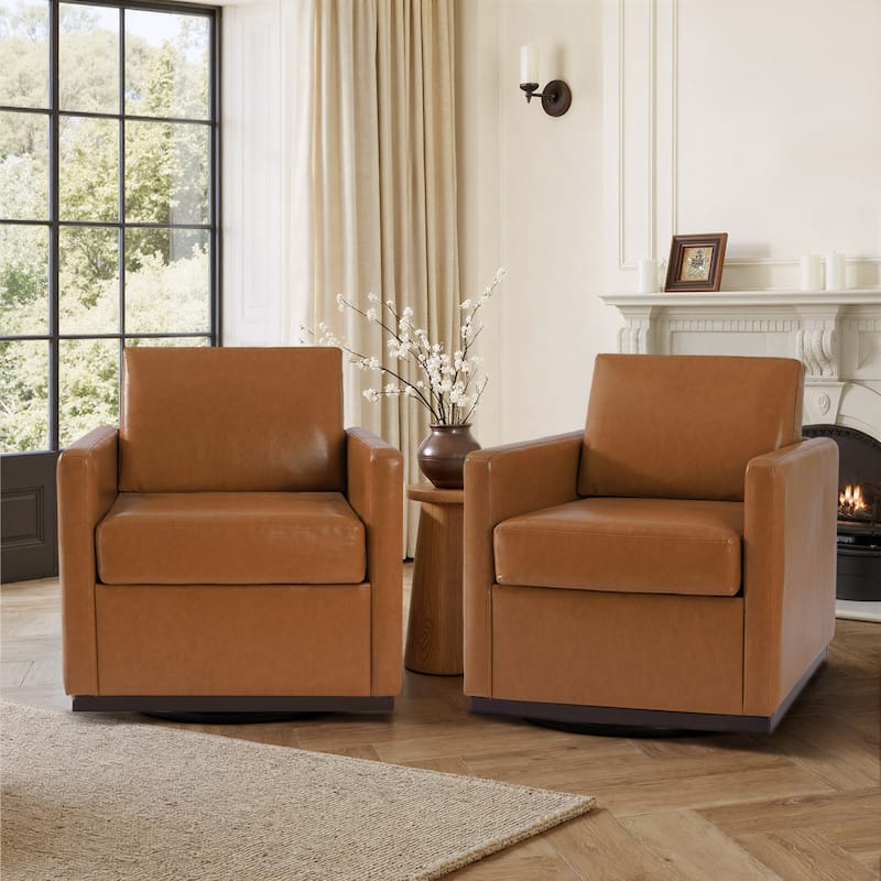 Set of 2 Modern Swivel Accent Armchairs Upholstered Arm Chairs