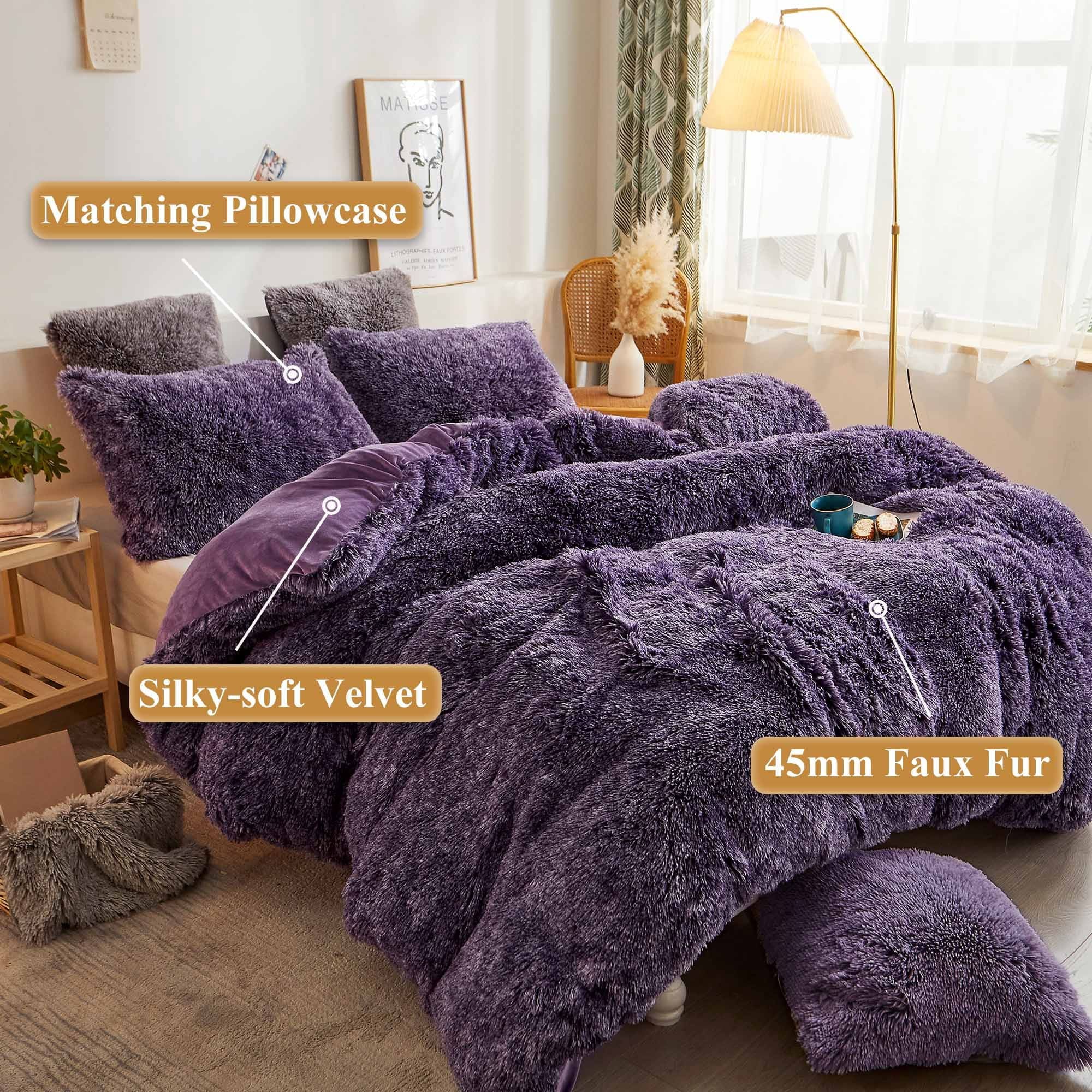 Warm And Fluffy Winter Velvet Fur Reversible Comforter Set, King Size (220  X 240 Cm) 6 Pcs Soft Bedding Set, Floral Printed Pattern, Lshy-2, Turquoise  : Buy Online at Best Price in