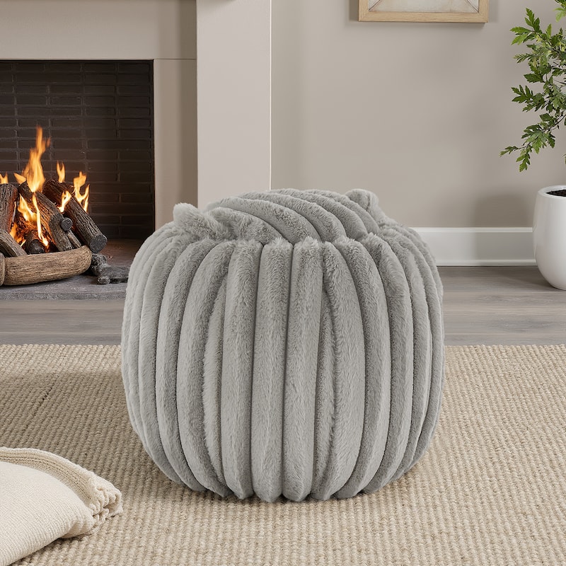 Yerba Plush Furry Channel Fabric Storage Ottoman by iNSPIRE Q Modern