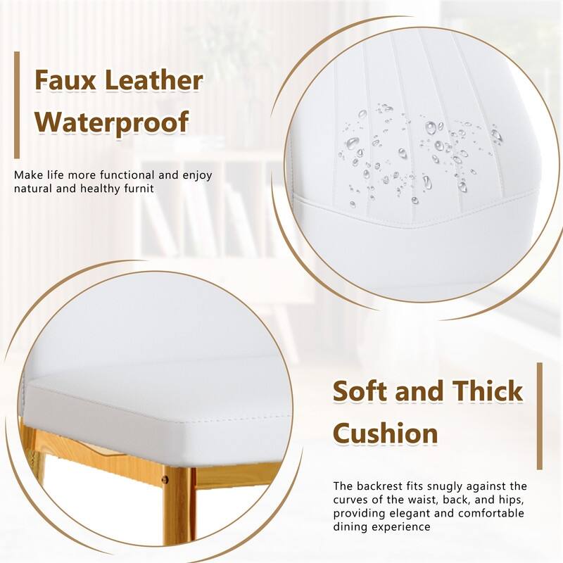 Set of 4 Modern Dining Chairs, 37" High - Ergonomic PU Backrest, Gold Metal Legs