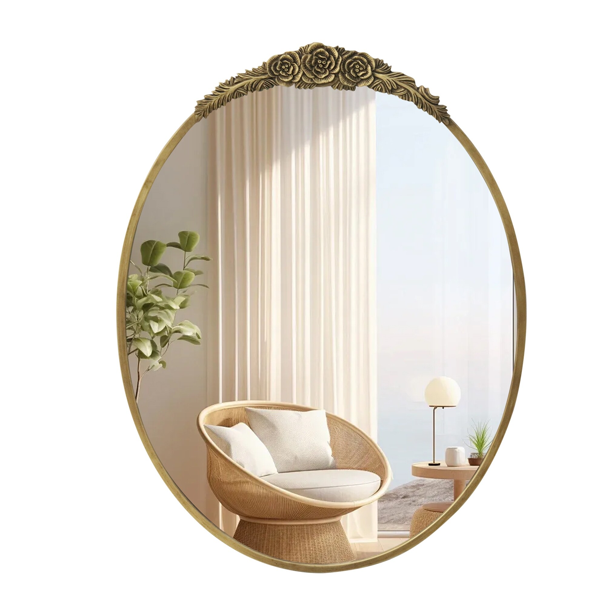 vintageミラー Vintage-Oval-Mirror-Gold-Frame