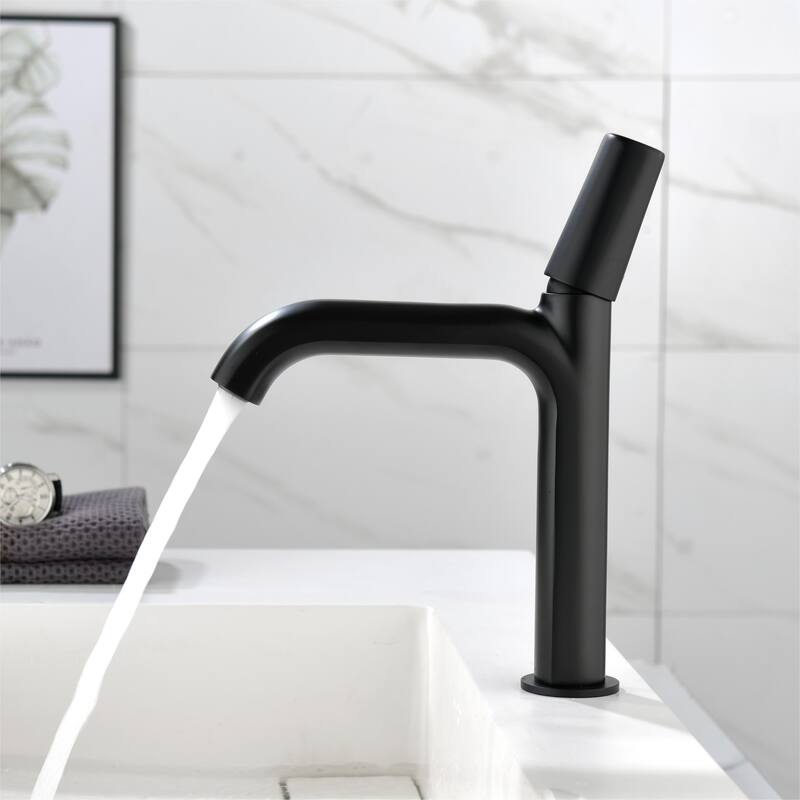 11''H Bathroom Sink Faucet Single with Single Handle in Black/Gold