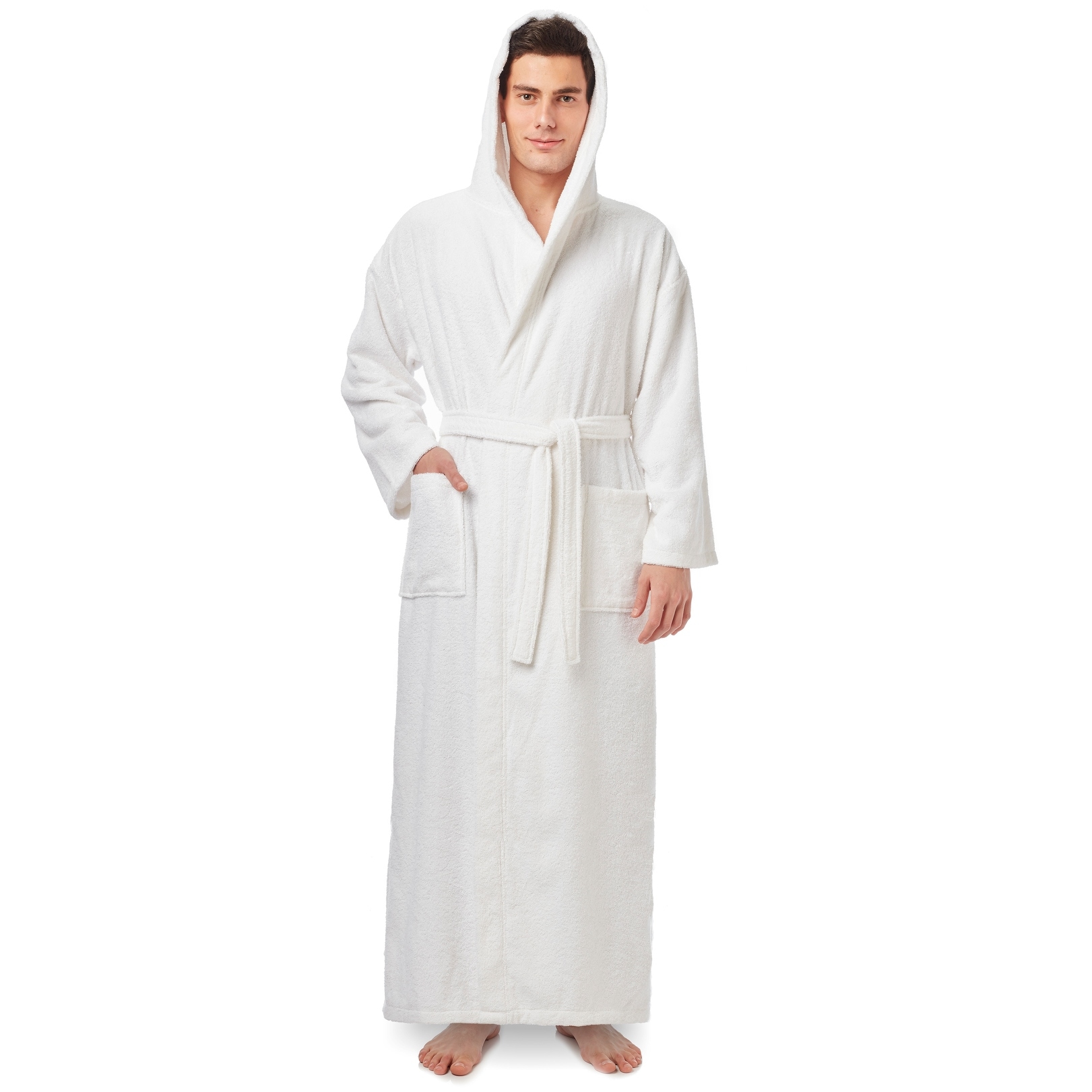 Men's Long Turkish Cotton Hooded Bathrobe
