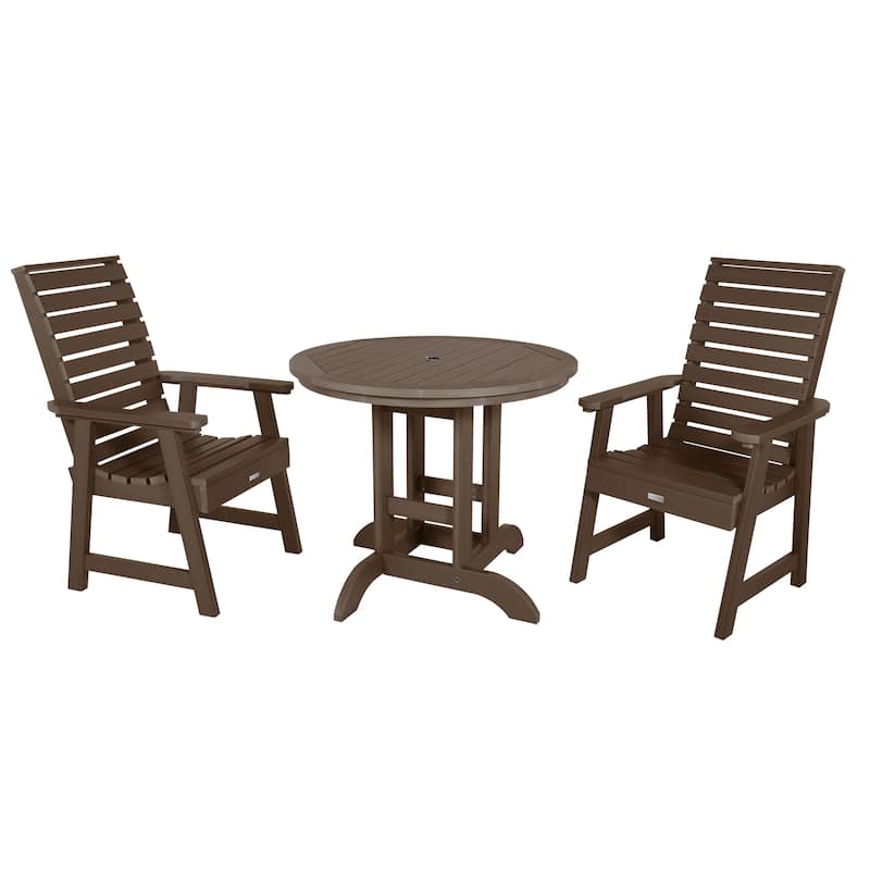 Weatherly 3-piece Outdoor Dining Set - 36" Round Table, Dining-height - Weathered Acorn