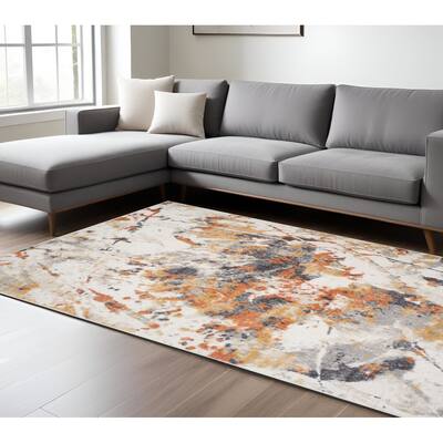 HomeRoots Abstract Modern Rectangle Area Rug