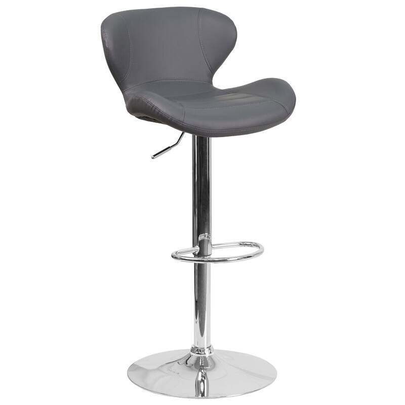 Modern Low-back Height-adjustable Chrome/Vinyl Barstools (Set of 2)