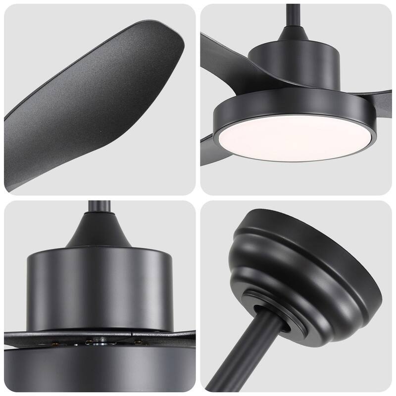 47 in. Modern Ceiling Fans in Black/White with 22W 3-Color LED Light, Remote Control & Reversible DC Motor