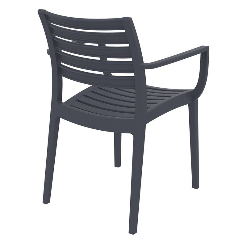 33" Gray Stackable Outdoor Patio Dining Arm Chair
