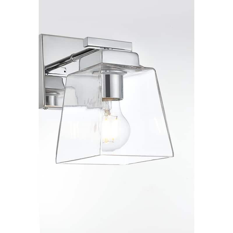 Merlin 1 Light Black and Clear Bath Sconce