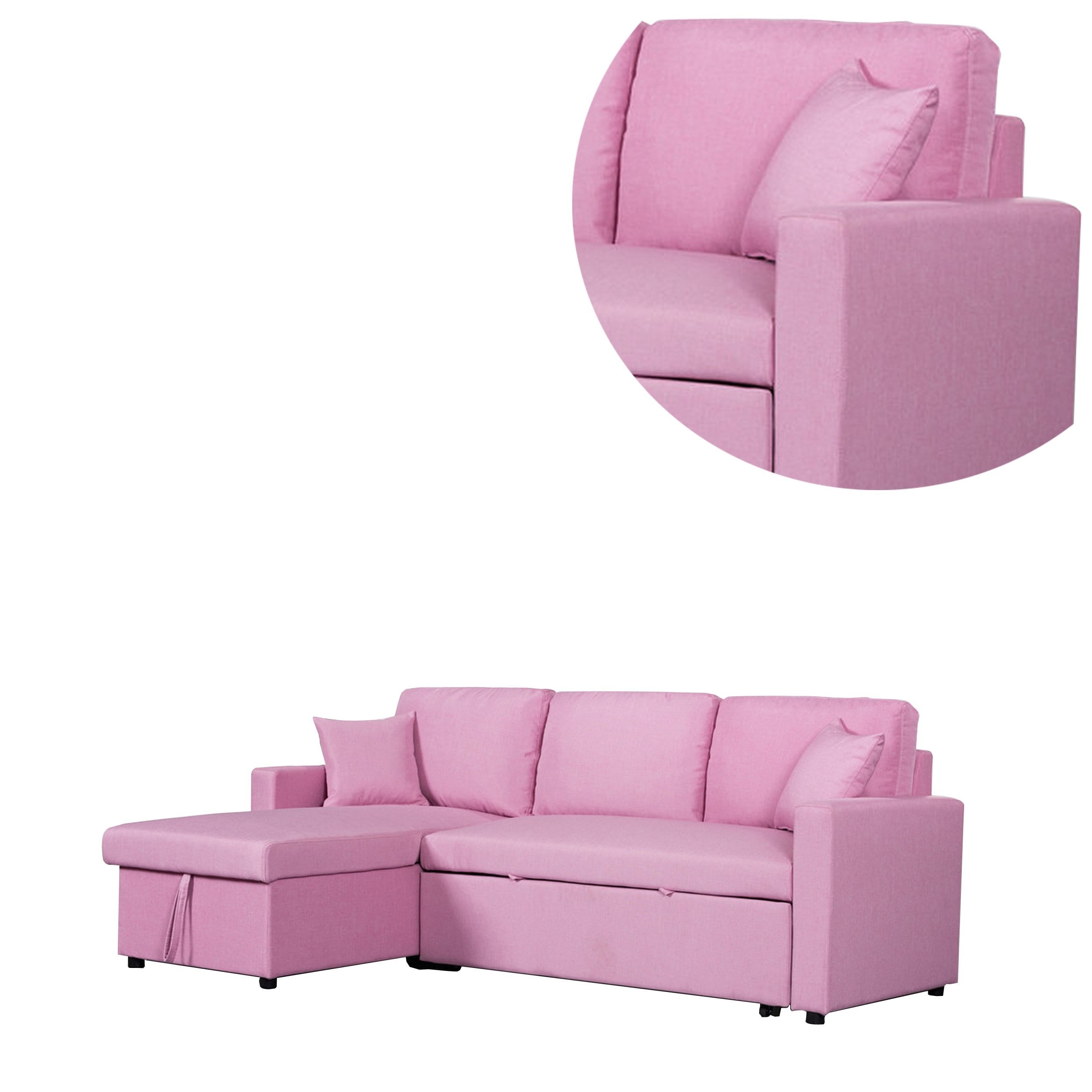 Kip 82 Inch Modern Sleeper Sectional Sofa Bed with Storage Chaise