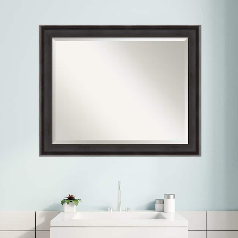 Beveled Wood Bathroom Wall Mirror - Allure Charcoal Frame