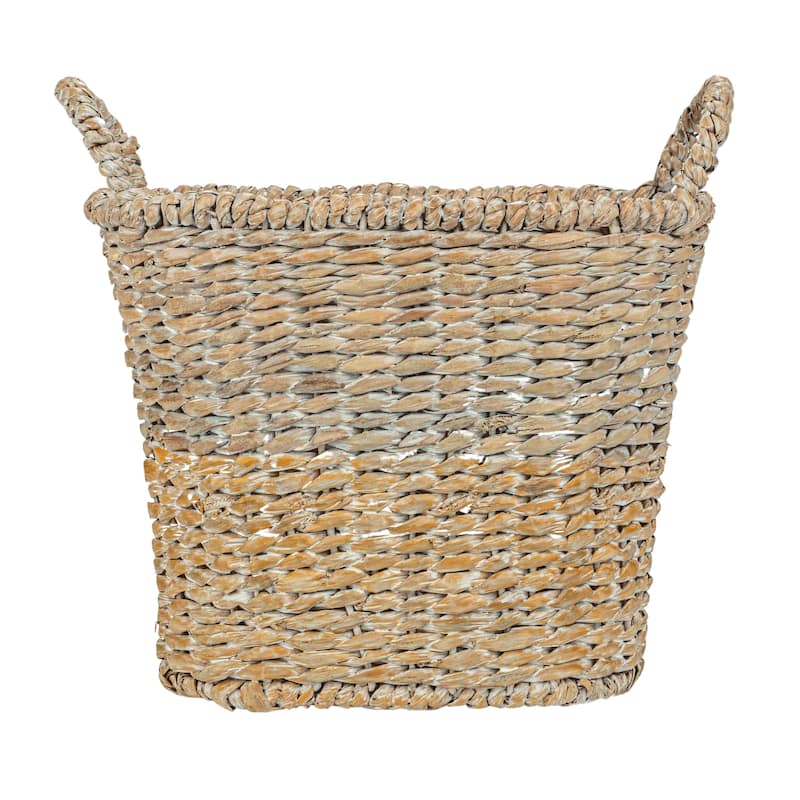 Various Woven Water Hyacinth and Rattan Dip Dyed Baskets, Set of 5 - 22.0"L x 16.0"W x 18.5"H