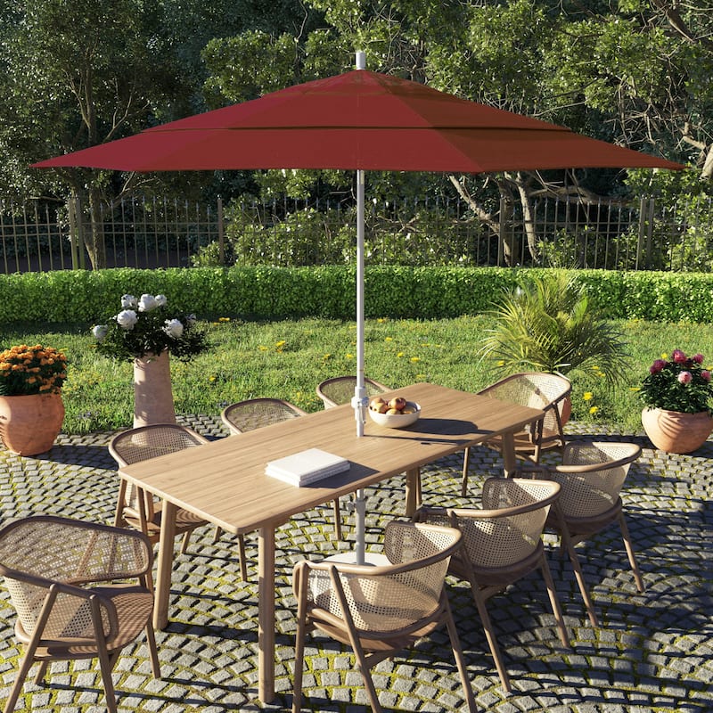 California Umbrella 11' Sun Master Patio Umbrella White Aluminum Pole Fiberglass Ribs Crank Lift Tilt Sunbrella Pacific Blue