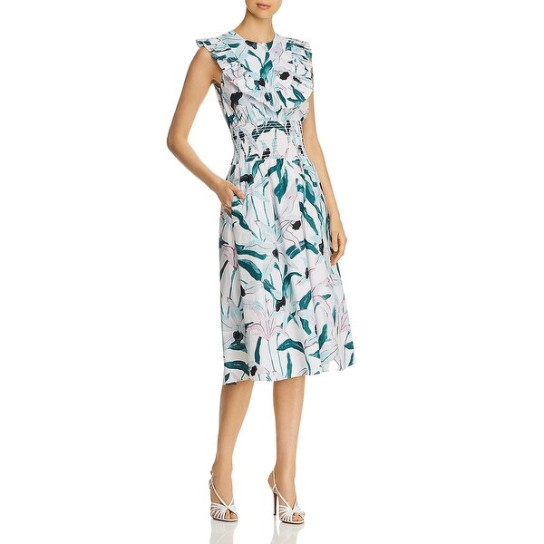 ruffle floral midi dress