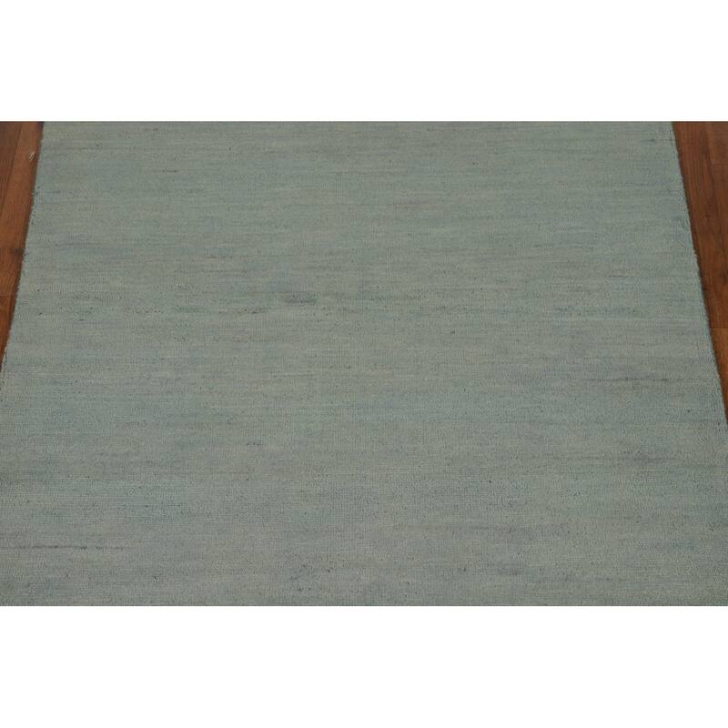 Blue & Green Gabbeh Oriental Foyer Rug Hand-Knotted Wool Carpet - 3'4"x 4'10"