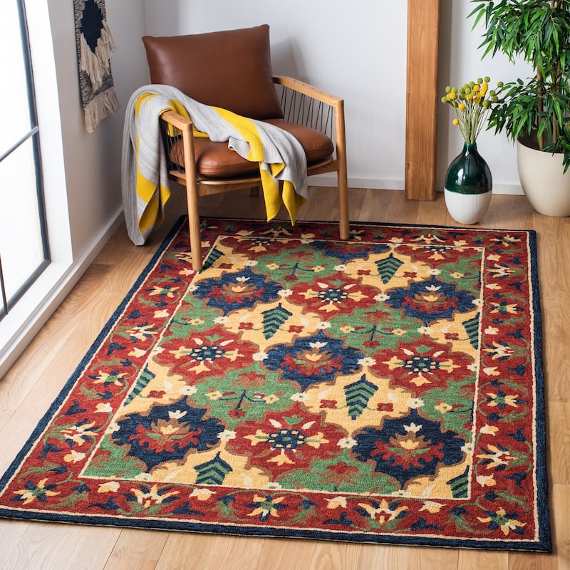 SAFAVIEH Handmade Heritage Piazza Traditional Wool Rug - 3' x 5' - Red/Green