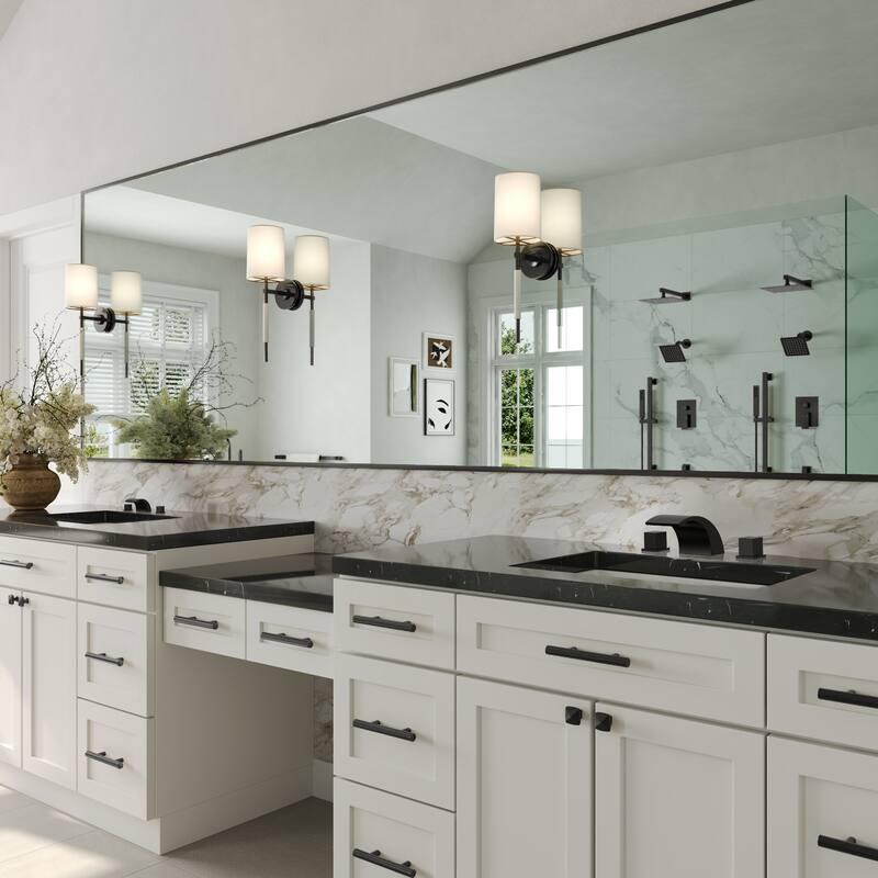 Widespread Bathroom Faucet 3 Hole, Double Handle Waterfall Bathroom Sink Faucet with Drain Assembly