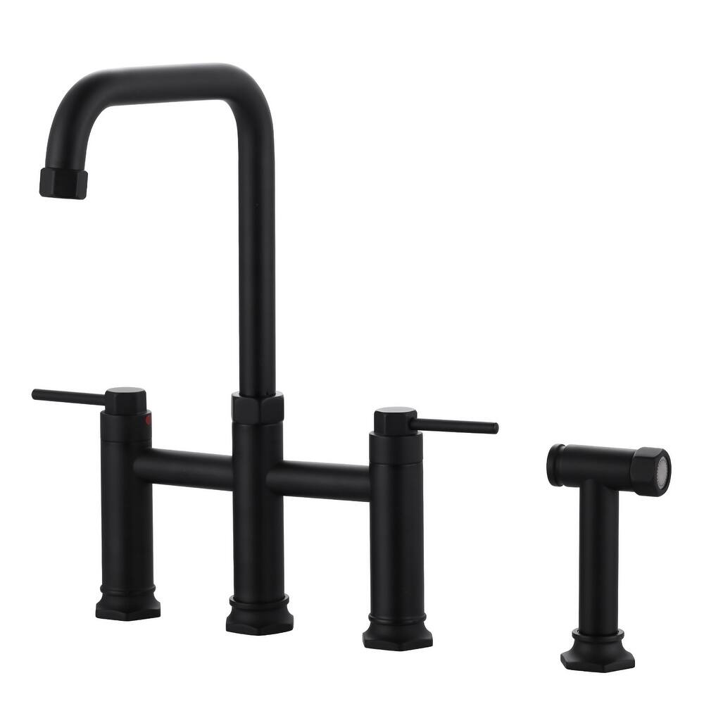 WOWOW Minimalist Bridge Kitchen Faucet with Side Sprayer