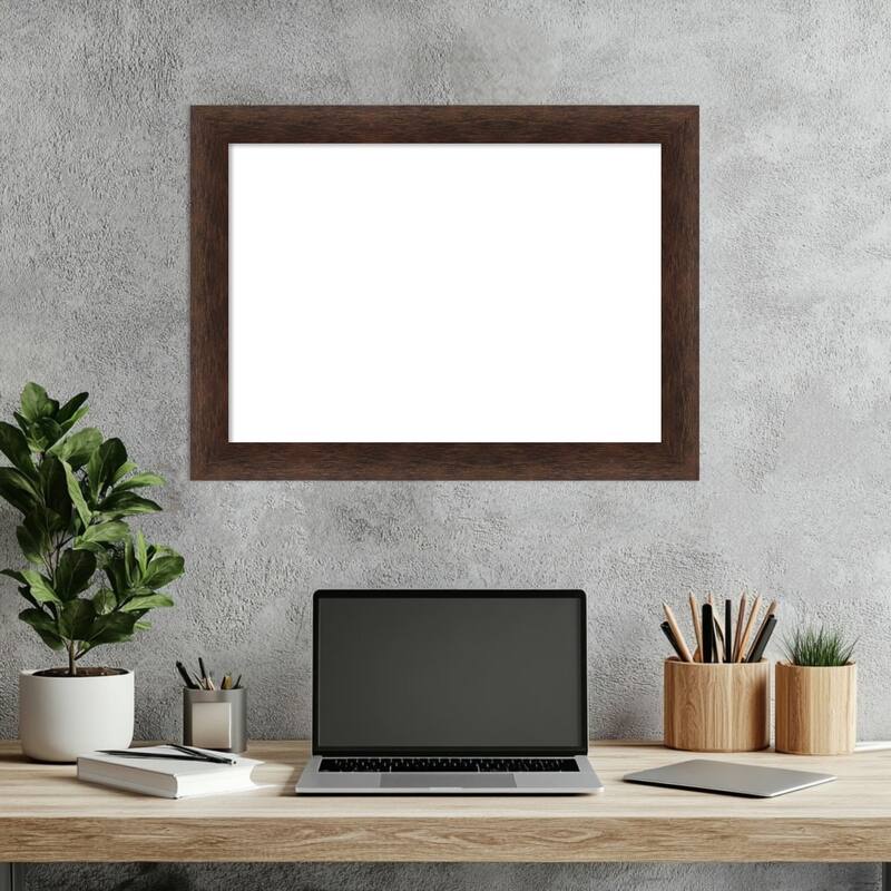 Amanti Art Warm Walnut Narrow Framed Dry Erase Magnetic Board