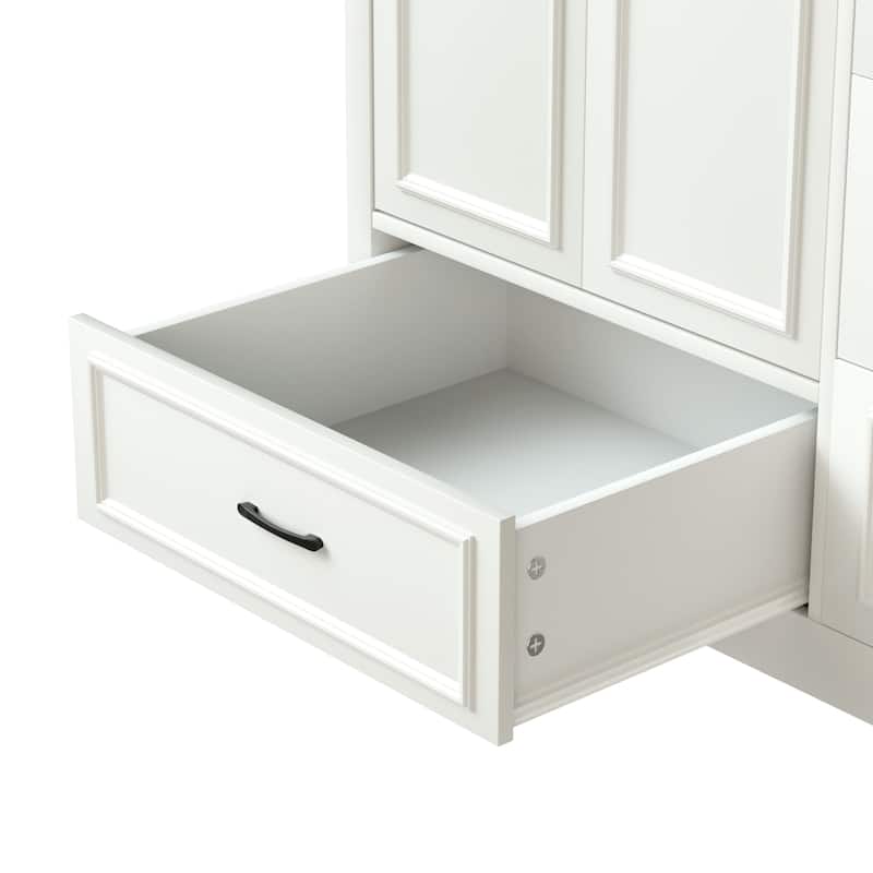 Bathroom Vanity with Single Sink, Undermount Bathroom Sink Cabinet, Freestanding Bathroom Cabinets with Double Door & 4 Drawers