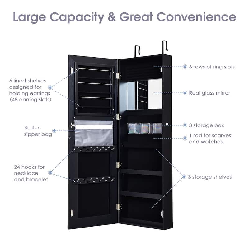 Jewelry Armoire Wall Door Mounted Lockable Jewelry Cabinet