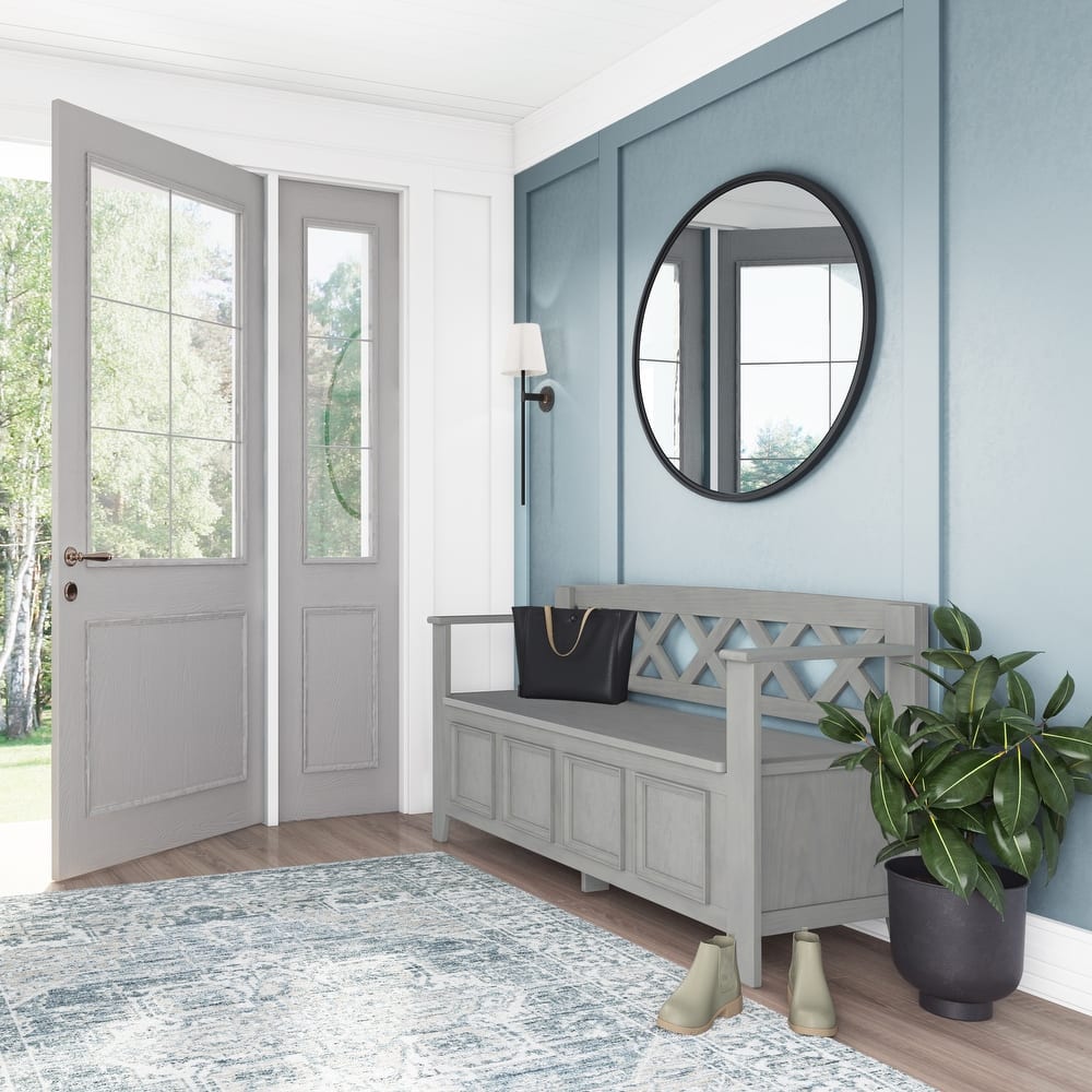 WYNDENHALL Halifax 48 inch Wide Solid Wood Transitional Entryway Bench - 48 Inches wide