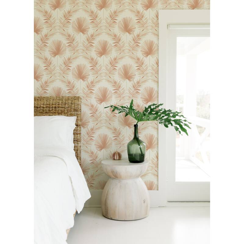 A-Street Prints Calla Rust Painted Palm Wallpaper