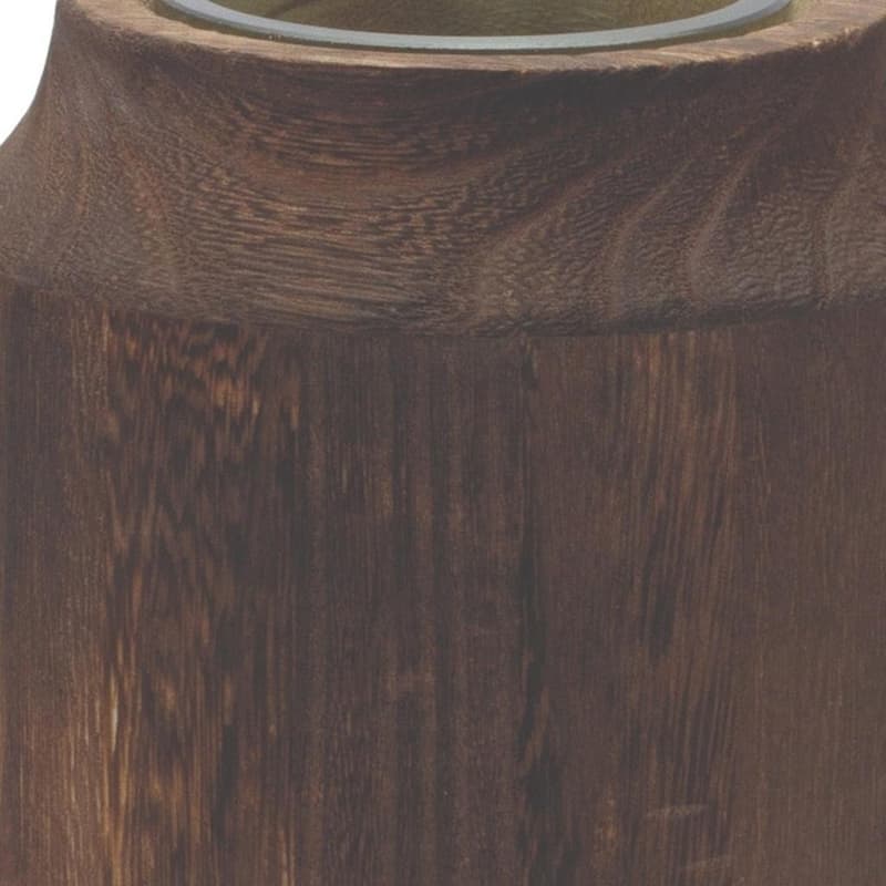 9" Brown And Sage Glass Cylindrical Table Vase With Wood - 5.50