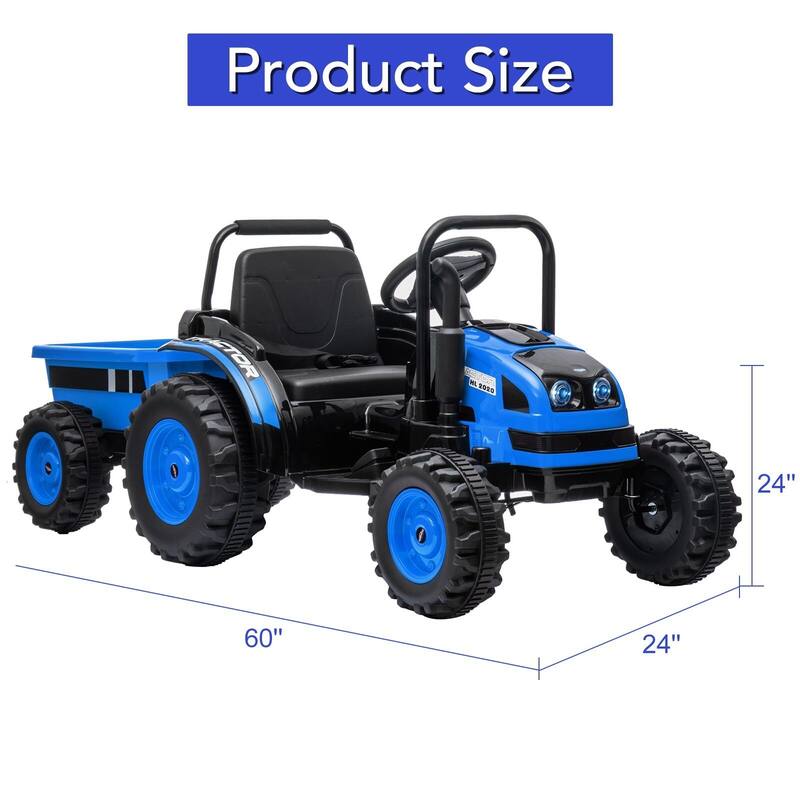12V Kids Ride-On Tractor with Trailer, Remote Control