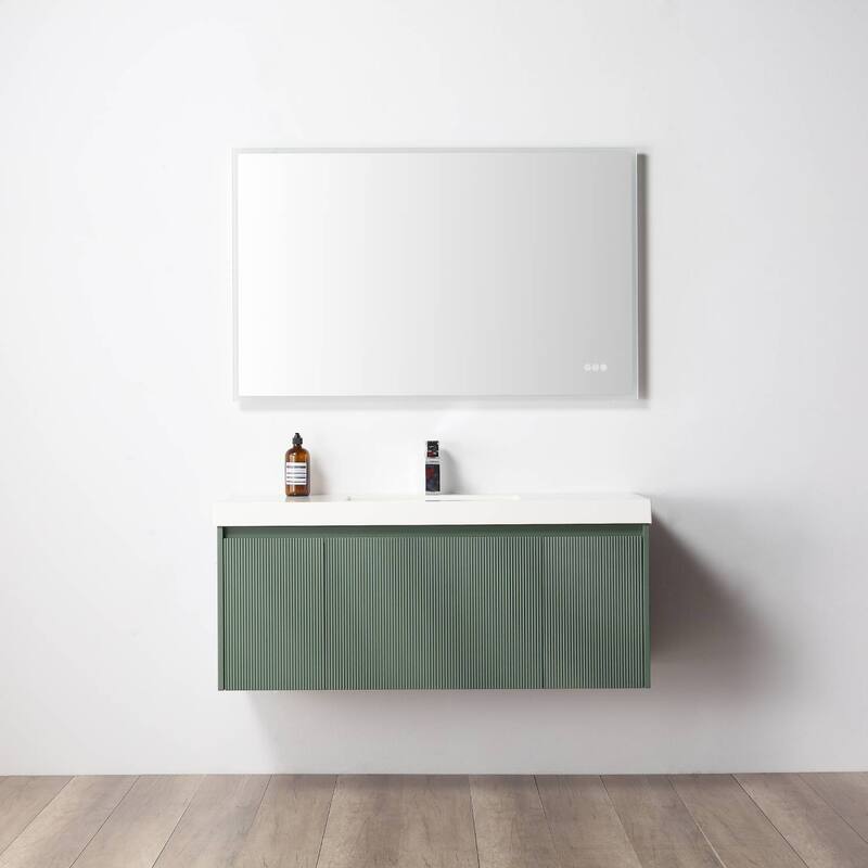 Floating Bathroom Vanity with Sink, Wall Mounted Vanity - 48'' - SageGreen