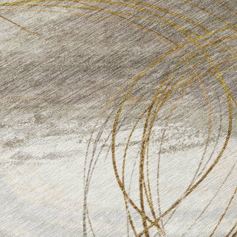 Machine Washable Indoor/ Outdoor Abstract Modern Chantille Rug