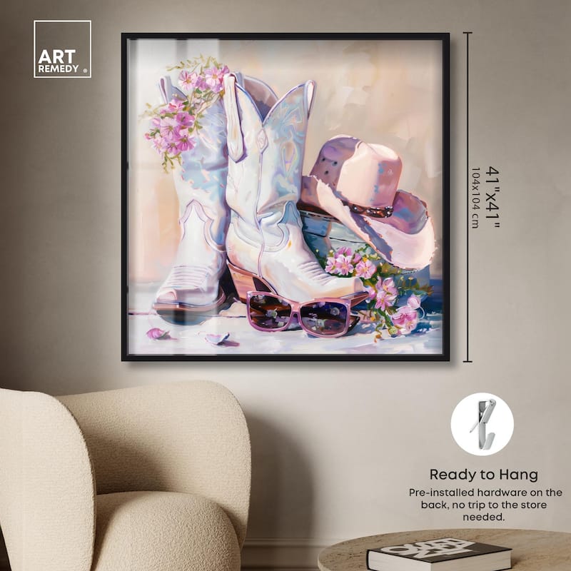 Spring Pink Cowboy Necessities Shadowbox by Art Remedy