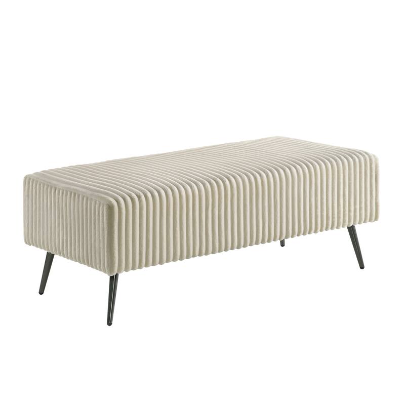 Corduroy Upholstery Bench - Cream