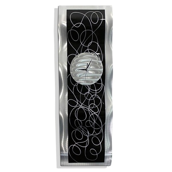 Statements2000 Abstract Metal Wall Clock Modern Functional Art by Jon Allen - Waves of Time - 32" x 10"