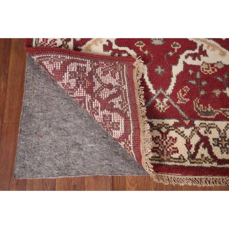 Red & Ivory Oushak Indian Accent Rug Hand-Knotted Wool Carpet - 2'11"x 4'9"