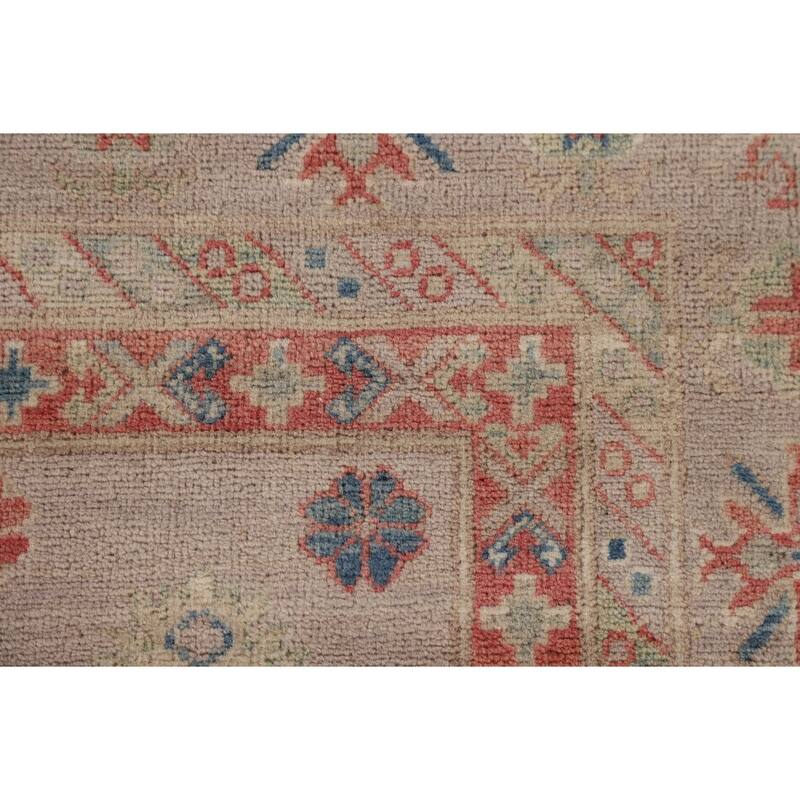 Geometric Kazak Oriental Area Rug Hand-Knotted Home Decor Wool Carpet - 8'1" x 9'10"